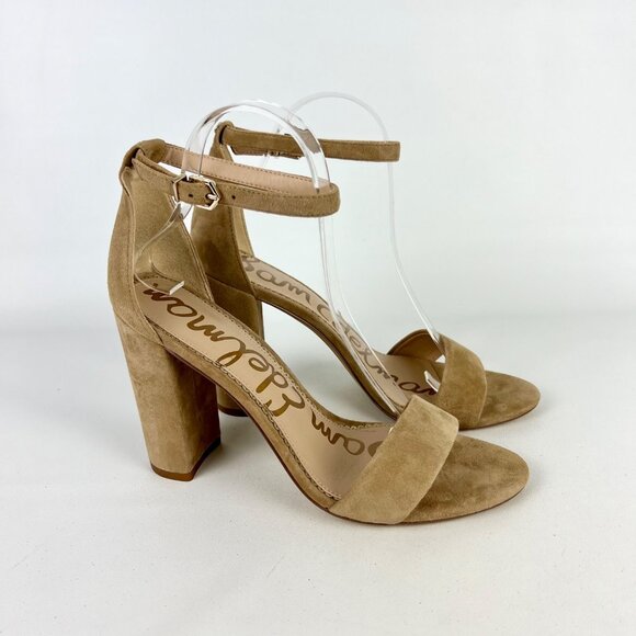 Sam Edelman Womens Yaro Block Heel Sandals Tan Beige Suede Open Toe size 9 - Picture 1 of 15